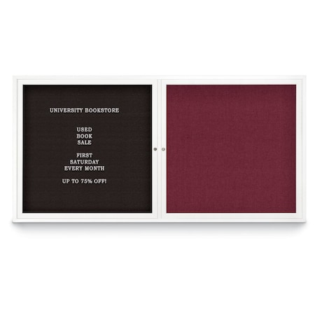 United Visual Products Corkboard, Single Door, Radius Frame, 18x24", Satin/Cloud UV7000-SATIN-CLOUD